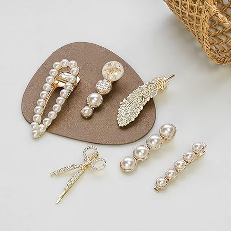 Annacreations Korean Fashion Style Pearl Rhinestone Metal Hair Clips Hair Pin Stylish Hair Accessories Jewellery For Women's And Girls (Pack of 11 Pcs) - Image 4