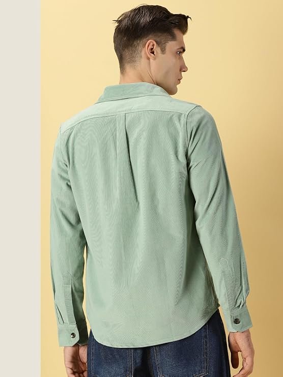 Thomas Scott Men's Cotton Slim Fit Premium Corduroy Long Sleeve Casual Shirt - Image 3