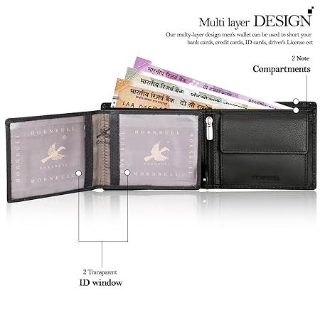 HORNBULL Miller Wallet for Men | Stylist Mens Wallet with RFID Blocking | Wallet Men Genuine Leather Black Nappa | Gift for Men - Image 2