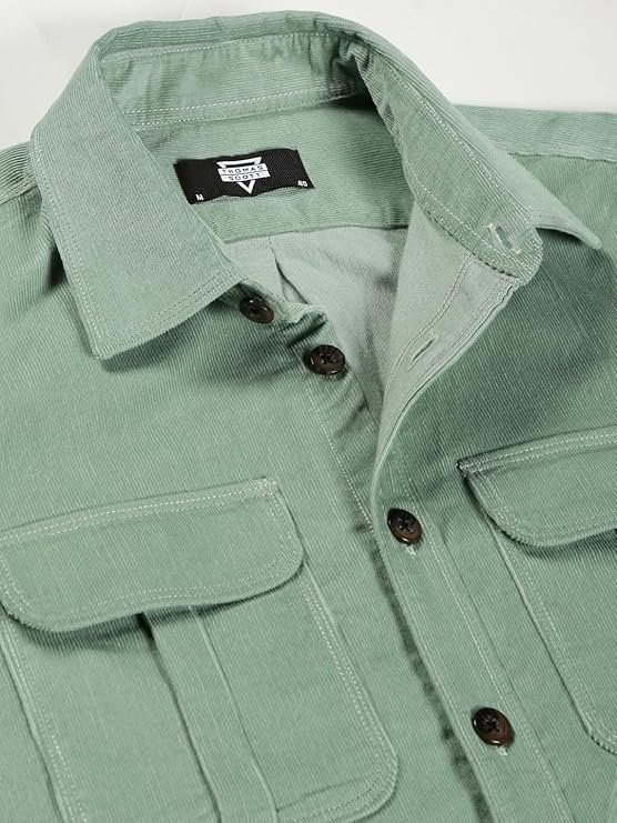 Thomas Scott Men's Cotton Slim Fit Premium Corduroy Long Sleeve Casual Shirt - Image 4