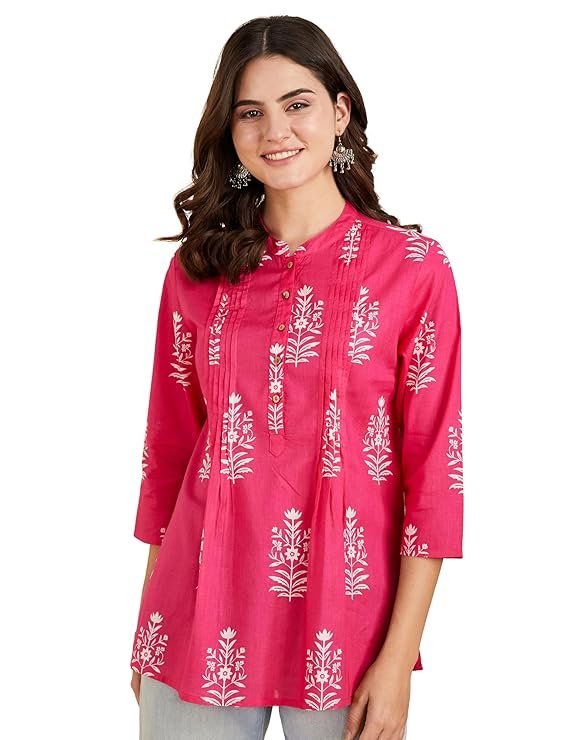 Women's Cotton Printed A-line Short Kurti | Available in Plus Size