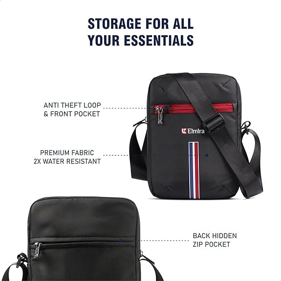 ELMIRA Sling bag for men - 11 inchs Polyester Crossbody Side Bag - Image 4