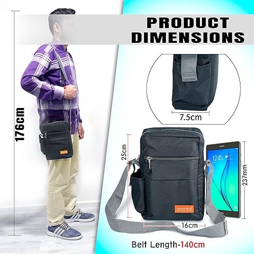 Storite 10 Inch Stylish Padded Mini Sling Bag for Men - Image 2